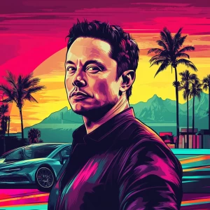 Elon Musk in GTA art style, , in the style of a Grand Theft Aut...