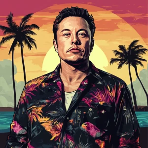 Elon Musk in GTA art style, , in the style of a Grand Theft Aut...