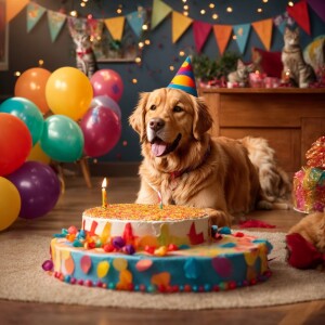 A lively and heartwarming scene of a birthday party set in a coz...