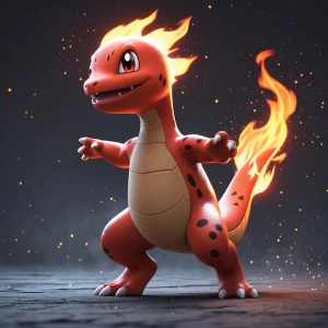 Create an image of Charmander, the fire-type Pokémon, in a dynam...