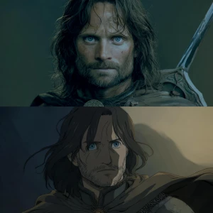 aragorn as played by viggo mortensen in lord of the rings, studi...