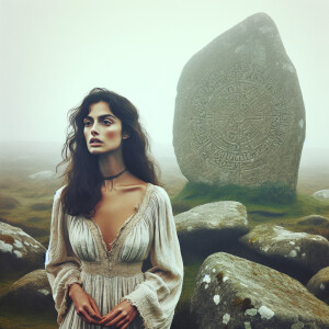 Faded color film photograph from 1971 of a stunningly beautiful,...