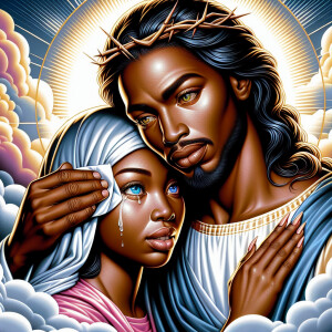 Ensure that the image distinctly represents both Jesus Christ an...