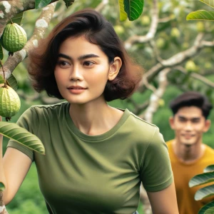 ibu cantik Indonesia berambut kondek agak montok berbaju kaos hi...