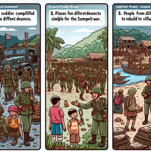 Tolong gambar ilustrasi perang sampit untuk presentasi anak kela...