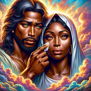 Ensure that the image distinctly represents both Jesus Christ an...