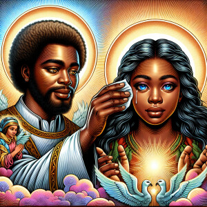Ensure that the image distinctly represents both Jesus Christ an...
