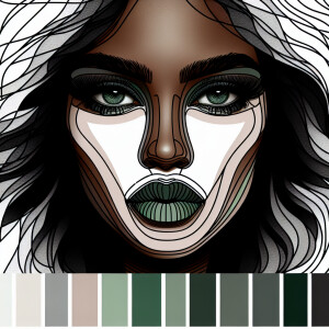 Create a sophisticated color palette with a mix of white, variou...