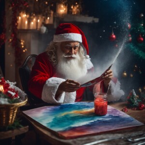 create a water color painting of santa