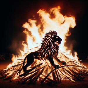 Костер с языками пламени, искусно сформированными в форме величе...