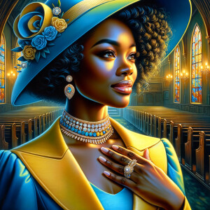 A spiritually enriching illustration portrays an African America...