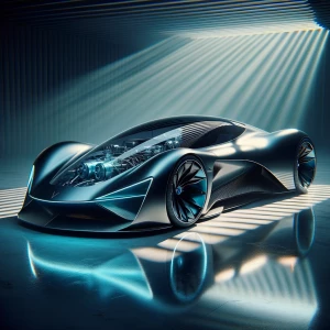 Create a concept car design, a sleek, hyper-aerodynamic coupe, r...