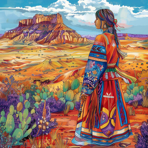 Create an image that represents the Navajo Culture for a colorin...