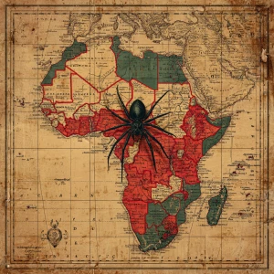An image of a old yellowish map of the African continent show th...