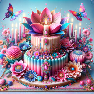 Craft a digital artwork that dramatically amplifies the colorful...