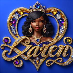VCraft a 3-D image showcasing the name 'KAREN' in a luxurious go...