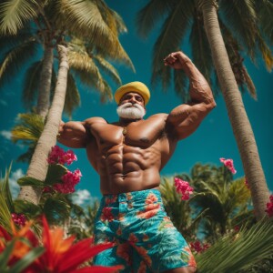 Popeye The Sailor Man with extra huge muscles Having Fun on a tr...