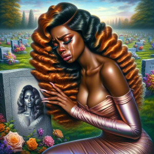 A beautiful light-skinned African-American woman with long wavy...