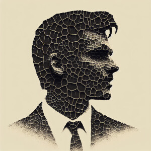 Please create an abstract craquelure-style portrait. The subject...