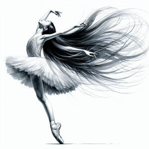 A Chinese girl dressed  as a ballerina with long flowing hair on...