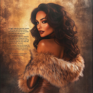 “A highly realistic, mid-length portrait of a glamorous woman wi...