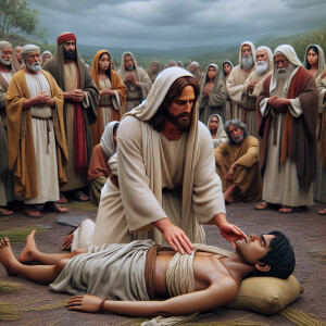 Jesús sanando a alguien