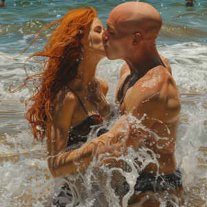 A photorealistic high resolution image. Light ginger haired fema...
