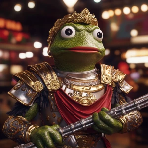 Pepe the Frog in carton style dressed as an ancient Roman empero...