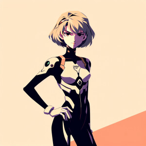 1990s anime screencap, girl a plugsuit, standing with hands on h...