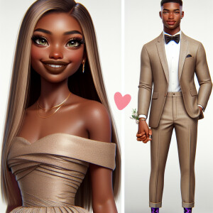 3D image of a young LIGHT SKIN African American woman, she has l...