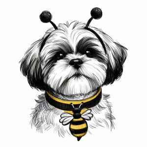 Shih tzu with bee collar