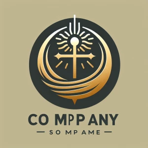 A minimalist cross merging into a rising sun or compass needle,...