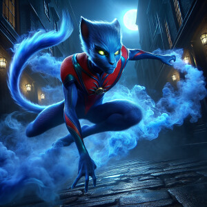 Nightcrawler( from the x-men comics)teleports mid-action, blue s...