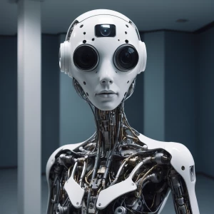 "A grainy, low-resolution security camera photo capturing a biza...