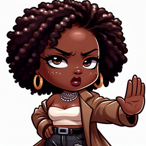 “Not today, Karen.”
A high glossy painted chibi African American...