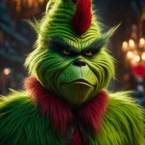 The Grinch,  16:9 ratio,in the style of Yautja's (Hunter Predato...