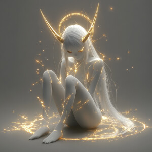 The Revelation,3D render of anime style character design, white...