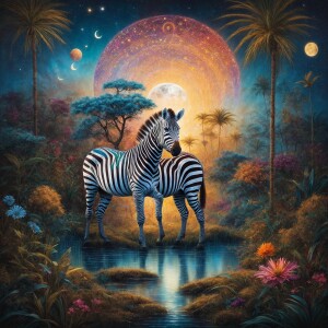 In the center of the canvas, a shimmering enchanted moon module...