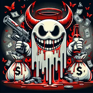 Create a bold horror themed cartoon smiley ghostface mascot logo...