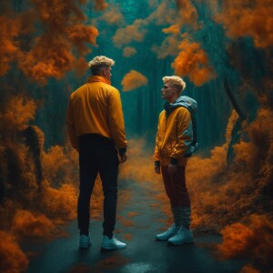 Use this photo only make the person on the left Jake Paul and ma...