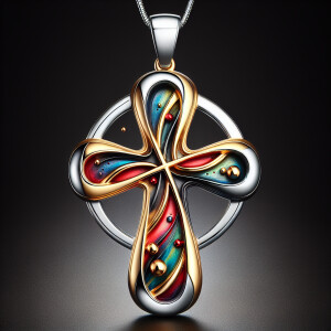 Enhance your style with a stunning sterling silver and gold cros...