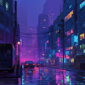Create a sharp, noise-free cinematic illustration of a city at d...