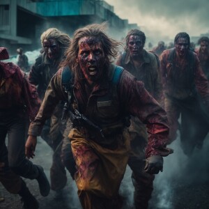 Zombies fleeing from mutants