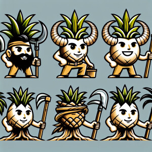 sugar palm mascot 1. Horns using palm flowers 2. The head uses a...