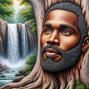 A hyper-realistic 3-D oil painting depicting a tree integrated w...