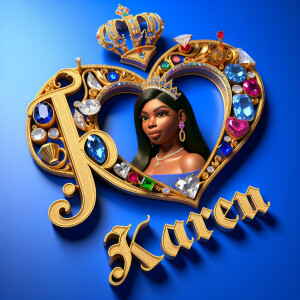 VCraft a 3-D image showcasing the name 'KAREN' in a luxurious go...
