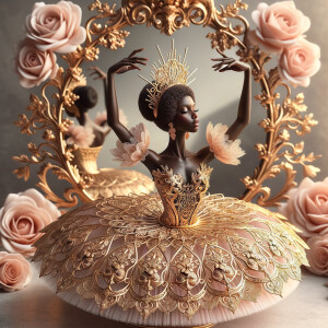 Imagine a delicate jewelry box adorned with ornate golden filigr...
