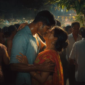 hyperrealistic painting .a muscular, sweaty Indian man standing...