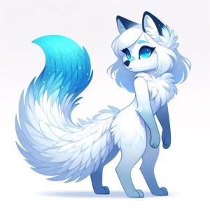 A antropermophic arctic fox girl with white fur 2 fluffy soft si...