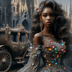 In the foreground, a young African-American woman with long wavy...